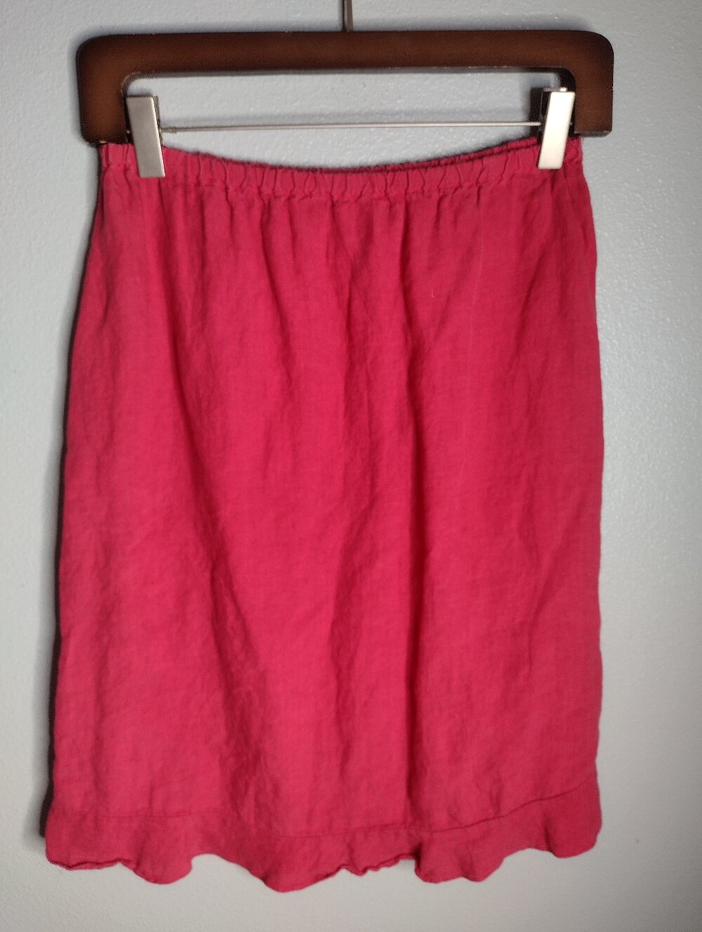 CP Shades Women's Linen Knee Length Skirt Large Faded Red Linen Minimalist YY